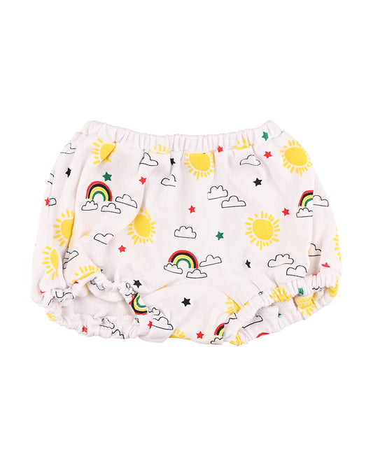 nuluv Light Blue, White & Multicolor Bloomers-Cotton-Other Prints-Pack of 2-For Infants