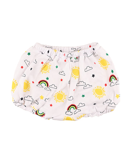 nuluv Light Blue, White & Multicolor Bloomers-Cotton-Other Prints-Pack of 2-For Infants