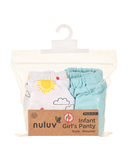 nuluv Light Blue, White & Multicolor Bloomers-Cotton-Other Prints-Pack of 2-For Infants