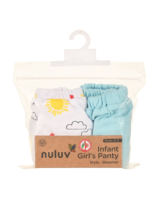 nuluv Light Blue, White & Multicolor Bloomers-Cotton-Other Prints-Pack of 2-For Infants