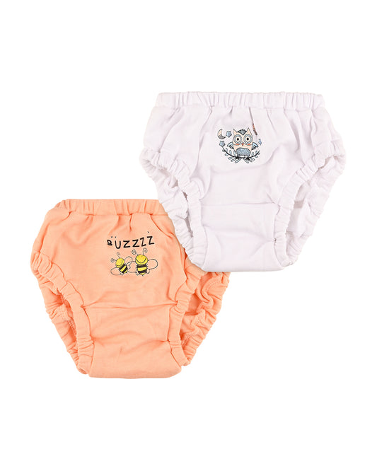 nuluv Peach & White Bloomers-Cotton-Solid-Pack of 2-For Infants