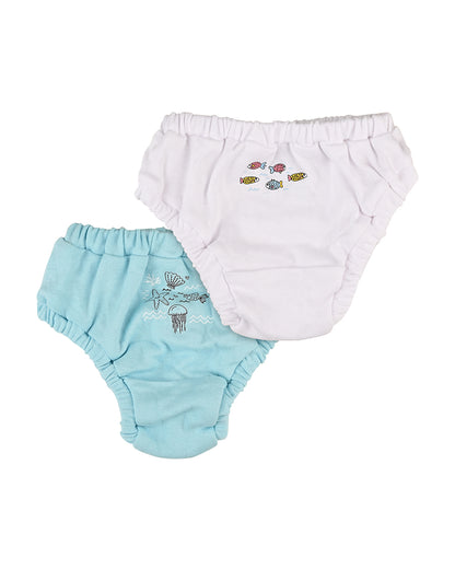 nuluv Light Blue & White Bloomers-Cotton-Solid-Pack of 2-For Infants