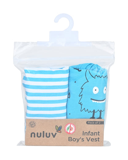 nuluv Turquoise Vests-Cotton-Striped-Pack of 2-For Infants