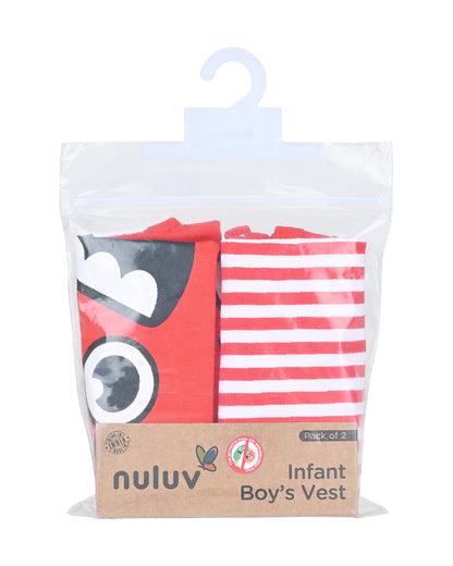 nuluv Red Vests-Cotton-Striped-Pack of 2-For Infants