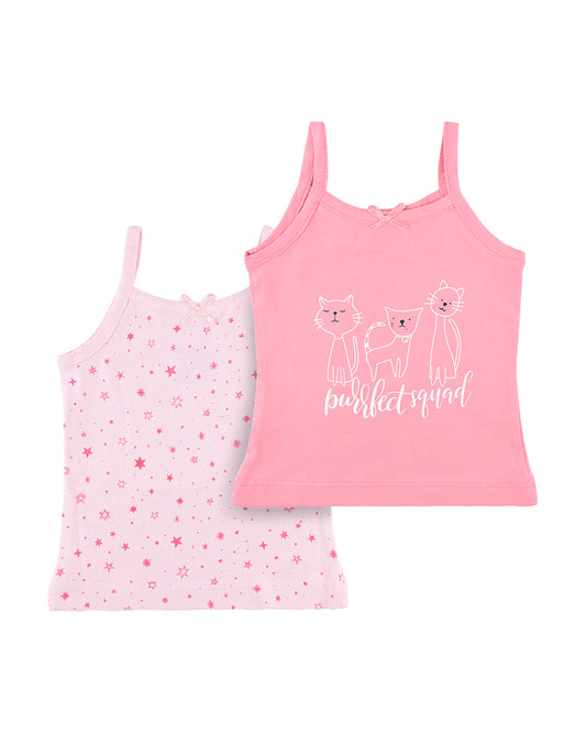 nuluv Pink Vest-Cotton-Polka Dots-Pack of 2-For Infants