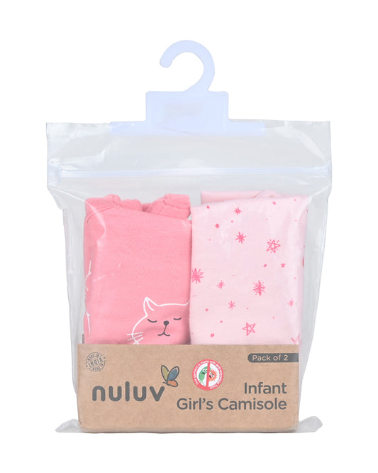nuluv Pink Vest-Cotton-Polka Dots-Pack of 2-For Infants