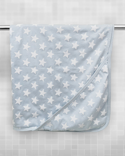 nuluv Star Hooded Baby Bath Towel-100% Cotton Single Jersey-Blue