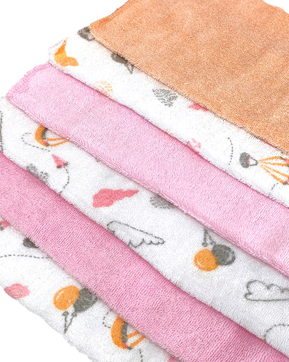 nuluv Printed Baby Napkins-100% Cotton Terry-Pack of 6-For Infant Girls