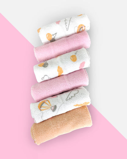 nuluv Printed Baby Napkins-100% Cotton Terry-Pack of 6-For Infant Girls