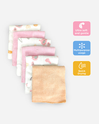 nuluv Printed Baby Napkins-100% Cotton Terry-Pack of 6-For Infant Girls