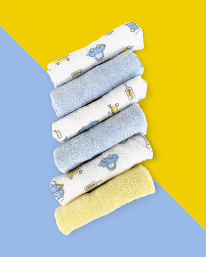 nuluv Printed Baby Napkins-100% Cotton Terry-Pack of 6-For Infant Boys