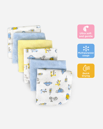 nuluv Printed Baby Napkins-100% Cotton Terry-Pack of 6-For Infant Boys