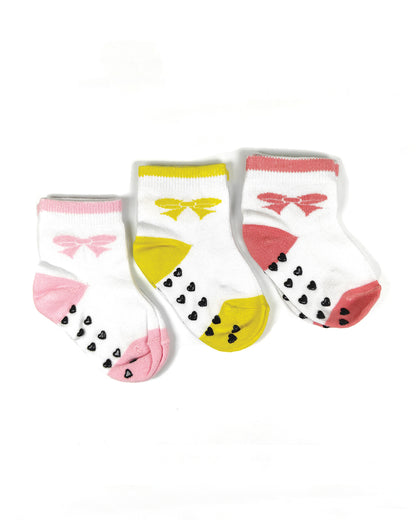 nuluv White & Multicolored Socks-Cotton-Other Prints-Pack of 3-For Infants