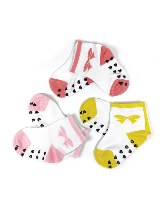 nuluv White & Multicolored Socks-Cotton-Other Prints-Pack of 3-For Infants