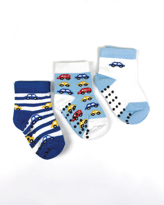 nuluv Blue & White Socks-Cotton-Other Prints-Pack of 3-For Infants