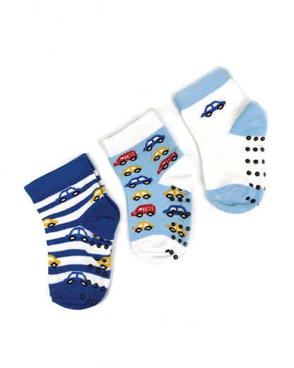 nuluv Blue & White Socks-Cotton-Other Prints-Pack of 3-For Infants