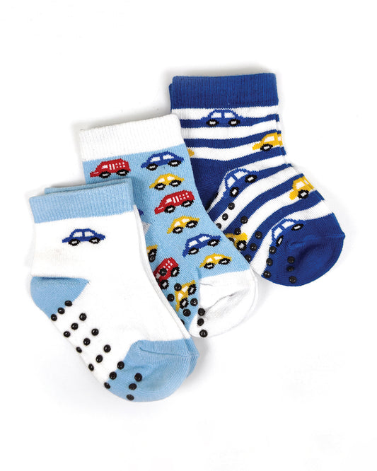 nuluv Blue & White Socks-Cotton-Other Prints-Pack of 3-For Infants