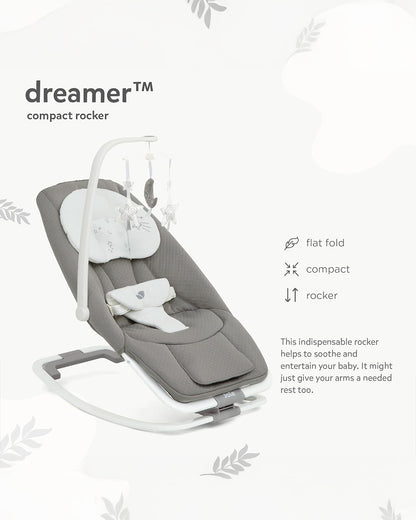 Joie Dreamer Rocker & Bouncer-3 Position Reclining Seat-2 Position Adjustable Leg Rest-With Removable & Rotating Toy Bar-Battery Operated-2 Years Warranty-Upto 9 Kg-Starry Night