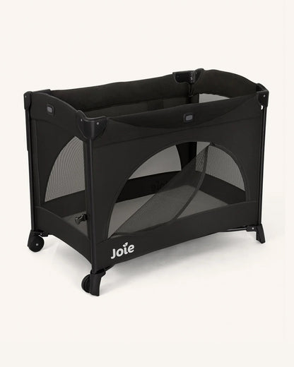 Joie Kubbie Sleep Bedside Crib & Travel Cot-With Removable Mattress-Compact Fold-Includes Travel Bag-Shale-For 0 to 36M