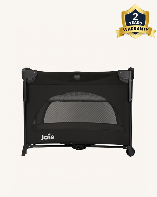 Joie Kubbie Sleep Bedside Crib & Travel Cot-With Removable Mattress-Compact Fold-Includes Travel Bag-Shale-For 0 to 36M