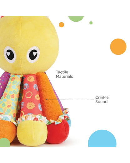 nuluv Activity Octopus Rattle Toy-Plush Rattle-Smooth Edges BPA and PVC Free-Multicolor-3M+