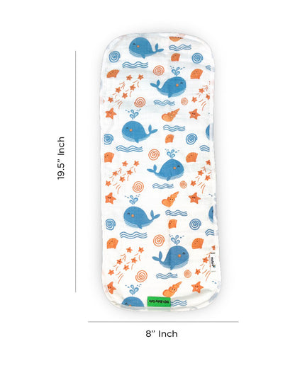 nuluv Bamboo Cotton Burp Cloths-Comfortable & Breathable-Gentle on Baby Skin-Blue Whale-Pack of 2-For Infants