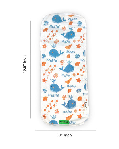 nuluv Bamboo Cotton Burp Cloths & Wash Cloths Combo Set-Comfortable & Breathable-Blue Whale-For Infants