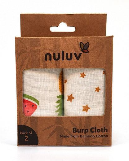 nuluv Bamboo Cotton Burp Cloths & Wash Cloths Combo Set-Comfortable & Breathable-Yellow Pineapple-For Infants
