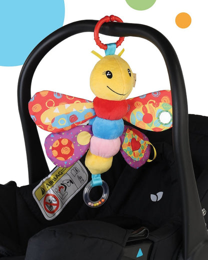nuluv Butterfly Cot Rattle Teether Toy-Easy Attachment with Stroller & Crib-For Infants