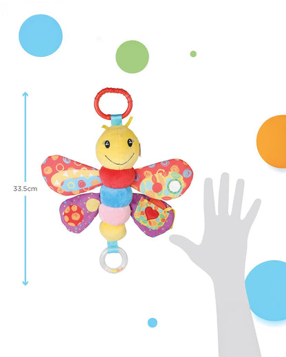 nuluv Butterfly Cot Rattle Teether Toy-Easy Attachment with Stroller & Crib-For Infants
