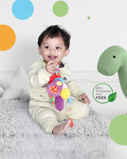 nuluv Butterfly Cot Rattle Teether Toy-Easy Attachment with Stroller & Crib-For Infants