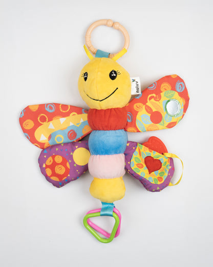 nuluv Butterfly Cot Rattle Teether Toy-Easy Attachment with Stroller & Crib-For Infants