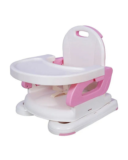 Mastela Fold Up Booster Seat-Booster Seat to Toddler Seat Mode-With Removable Tray-3 Point Harness-4 Height Adjustable Positions-For Infants-6M to 48M-Pink