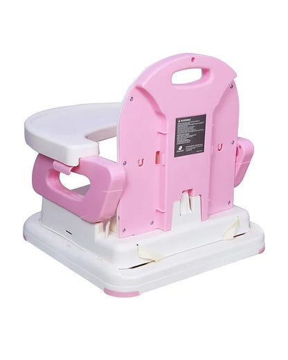 Mastela Fold Up Booster Seat-Booster Seat to Toddler Seat Mode-With Removable Tray-3 Point Harness-4 Height Adjustable Positions-For Infants-6M to 48M-Pink