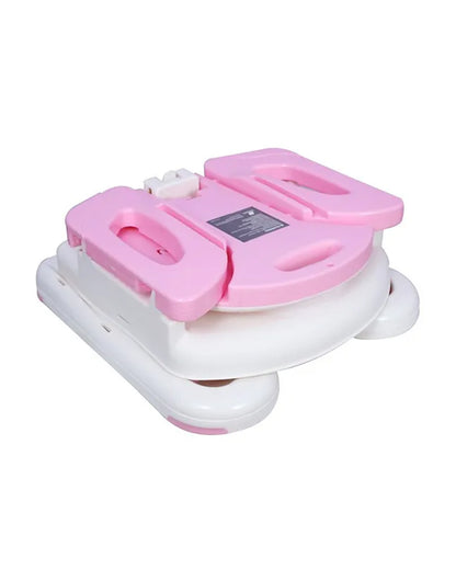 Mastela Fold Up Booster Seat-Booster Seat to Toddler Seat Mode-With Removable Tray-3 Point Harness-4 Height Adjustable Positions-For Infants-6M to 48M-Pink