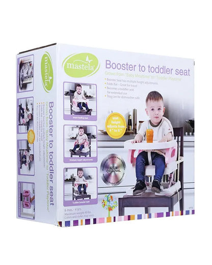 Mastela Fold Up Booster Seat-Booster Seat to Toddler Seat Mode-With Removable Tray-3 Point Harness-4 Height Adjustable Positions-For Infants-6M to 48M-Pink