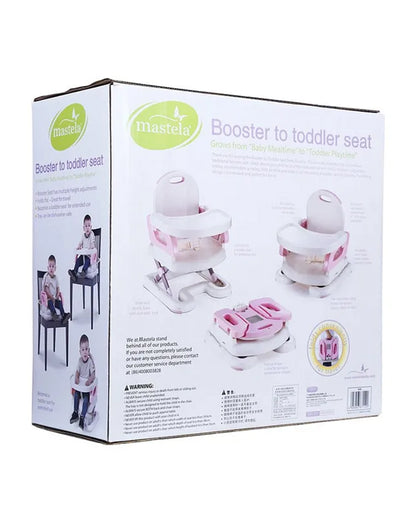Mastela Fold Up Booster Seat-Booster Seat to Toddler Seat Mode-With Removable Tray-3 Point Harness-4 Height Adjustable Positions-For Infants-6M to 48M-Pink