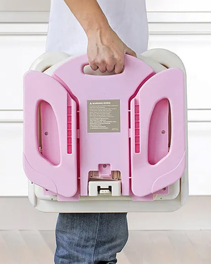 Mastela Fold Up Booster Seat-Booster Seat to Toddler Seat Mode-With Removable Tray-3 Point Harness-4 Height Adjustable Positions-For Infants-6M to 48M-Pink