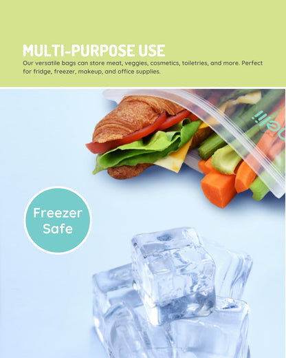 Melii EVA Reusable Snack Bags-With Leak Proof Double Zip Closure-Washable & Reusable-Panda and Bear-Pack of 4-For Feeding Infants