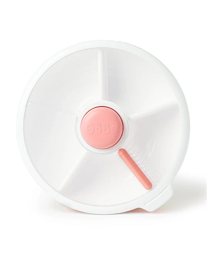 GoBe Snack Spinner-Slide-Leak Resistant Container With Compartments-BPA/PVC Free-Dishwasher Safe-Large-Coral Pink