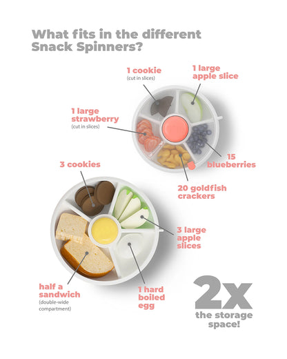 GoBe Snack Spinner-Slide-Leak Resistant Container With Compartments-BPA/PVC Free-Dishwasher Safe-Large-Coral Pink