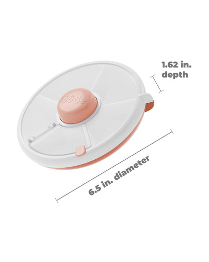 GoBe Snack Spinner-Flip-Leak Resistant Container with Compartments-BPA/PVC Free-Dishwasher Safe-Small-Coral Pink