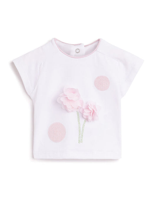 Chicco Pastel Pink Top-Cotton Blend-Embellished-For Infants
