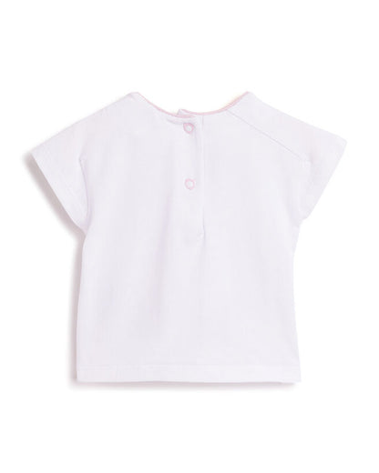 Chicco Pastel Pink Top-Cotton Blend-Embellished-For Infants