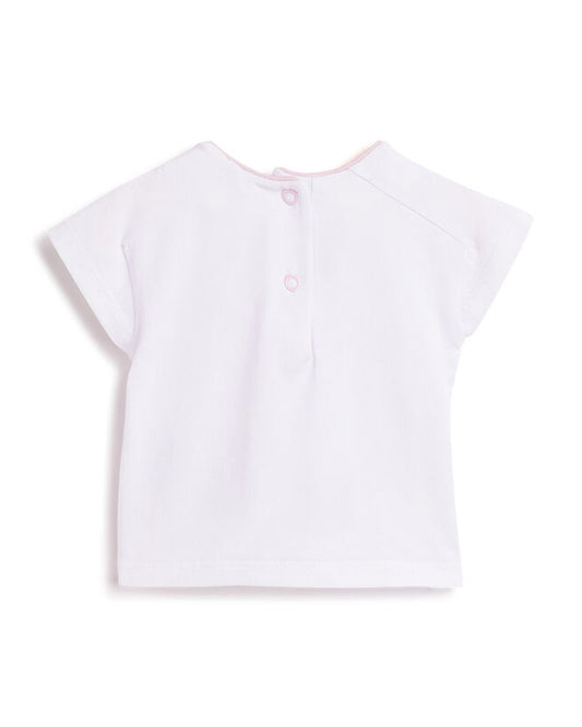 Chicco Pastel Pink Top-Cotton Blend-Embellished-For Infants