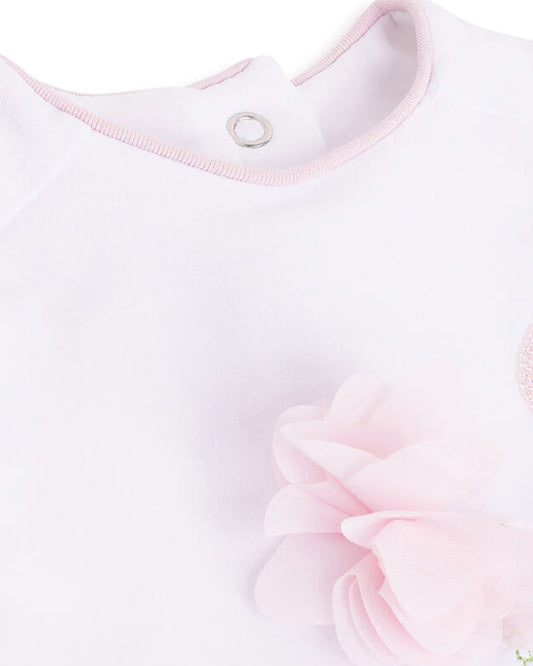 Chicco Pastel Pink Top-Cotton Blend-Embellished-For Infants