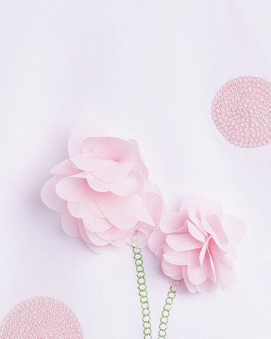 Chicco Pastel Pink Top-Cotton Blend-Embellished-For Infants