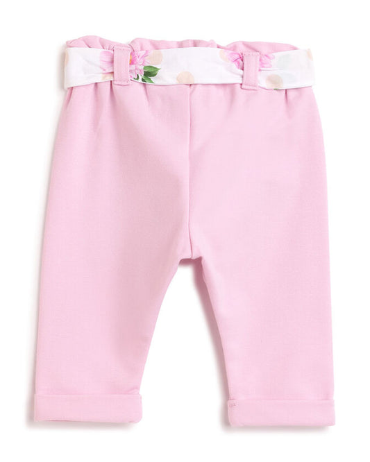 Chicco Pastel Pink Leggings-Cotton Blend-Solid-For Infants