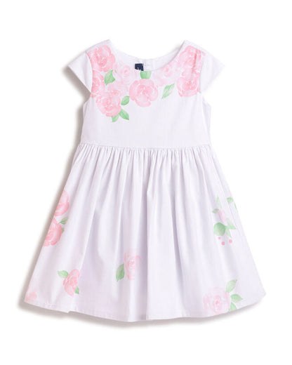 Chicco White Frock Dress-Cotton-Printed-For Infants