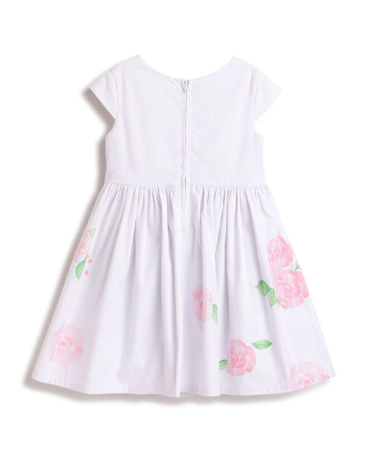 Chicco White Frock Dress-Cotton-Printed-For Infants